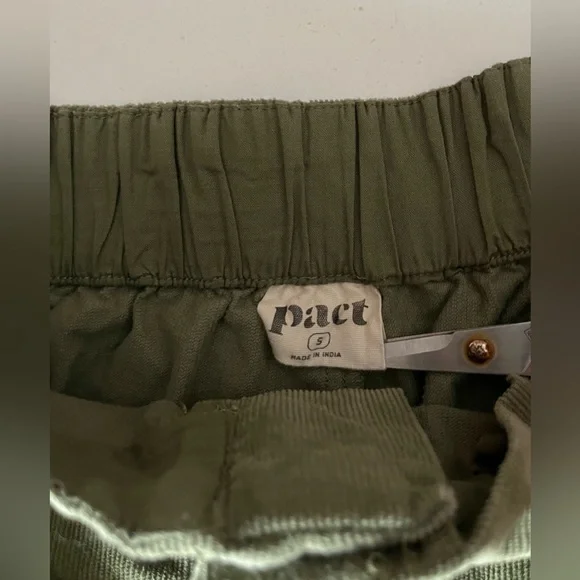 PACT Women’s Modern Corduroy Wide Leg High Waist Pant in Olive Green size small - Picture 2 of 7